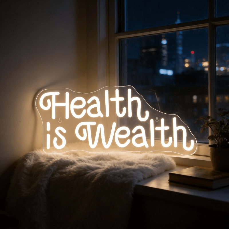 Health Wellness Yoga - Неоновая вывеска «Здоровье — это богатство»: